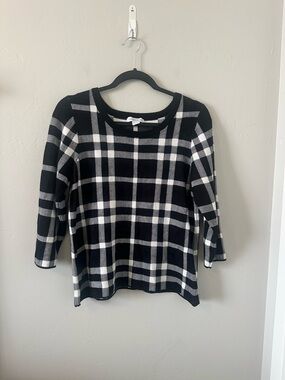 Liz Claiborne Black and White Plaid Knit Top